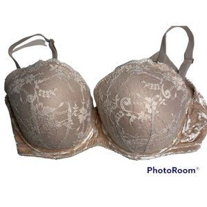 Victoria's Secret Bra 34DDD Dream Angels Dusty Pink Lace Overlay Lined Demi